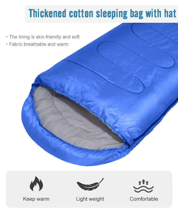 Outdoor Envelope Sleeping Bag Waterproof Ultralight Warm Adult Camping Hiking - Image 2 of 4