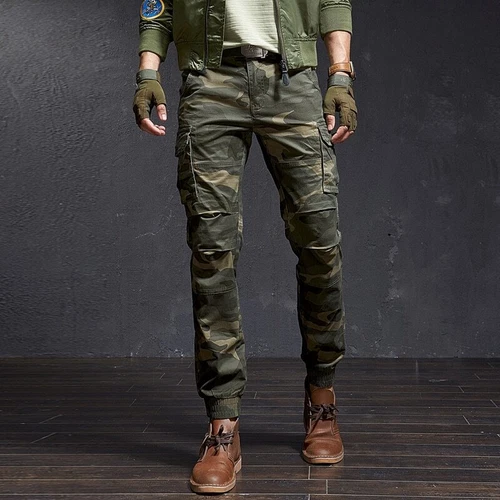 Hochwertige Slim Fit Camouflage Freizeit Cargohose Streetwear Hose für Herren - Bild 6 von 27