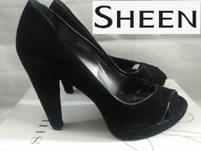 SHEEN Decoltè Scarpa Donna Camoscio Nero MADE IN ITALY N°36-39 NUOVO