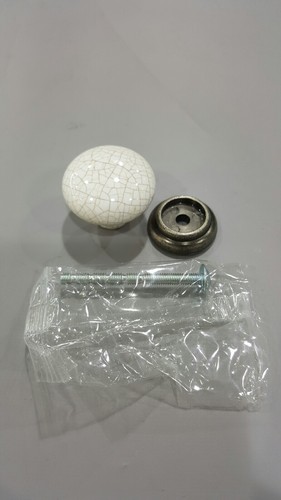 WHITE/GREY CRAZE RUTLAND 30MM CERAMIC KNOB PEWTER ROSETTE - Picture 7 of 10