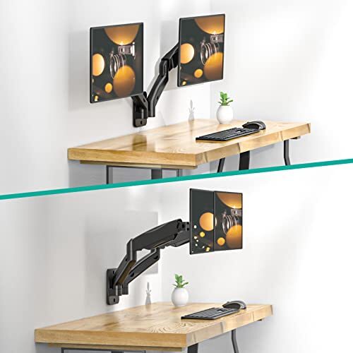 Dual Monitor Wall Mount Gas Spring Monitor Arm for 2 Screens up to 32 inch 19... - Picture 2 of 9