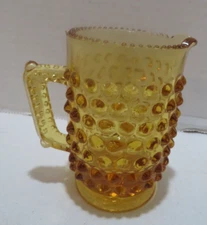 VTG FENTON HOBNAIL CREAMER PITCHER AMBER COLOR 3"