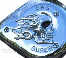 Cubierta purificadora de aire lágrima S&S inserto calavera llameante pulido ISK-2