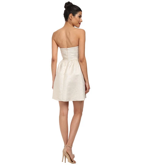 VESTIDO DE CÓCTEL CORTO AIDEN MATTOX PARA MUJER METALIZADO DORADO SOBRE CREMA TALLA 4 Foto 2 de 4