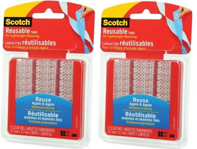 3M 152835 Scotch Reusable Square Tabs 5 in. 72-Pkg-Clear, 2 Pack