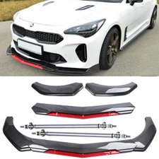 Front Bumper Lip Spoiler Splitter+Strut Rod Carbon Fiber For KIA Stinger Forte