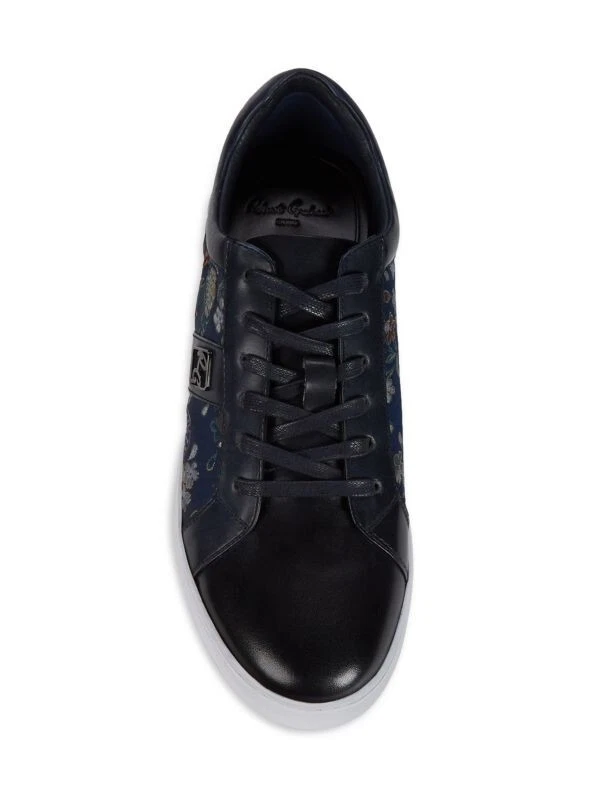 Zapatilla deportiva Robert Graham para hombre con dobladillo floral de moda 9,5 negra nueva en caja Foto 3 de 4