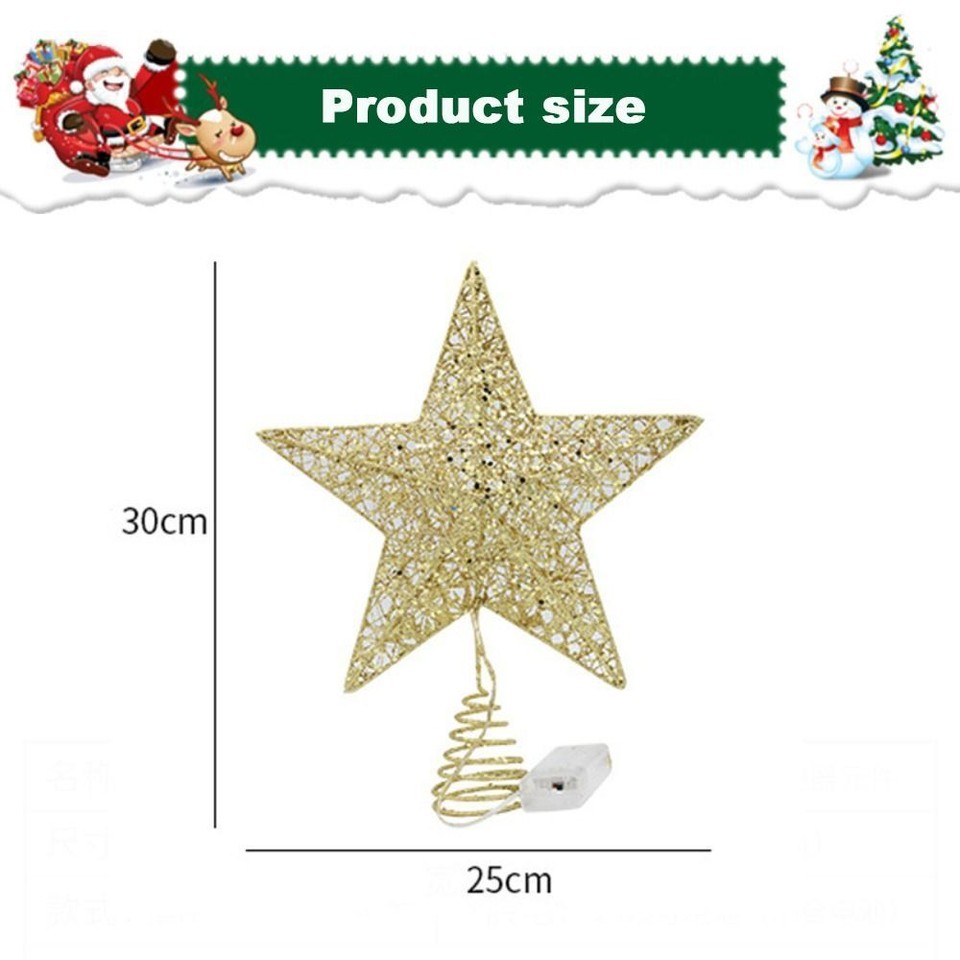 Glitter Lighting Props with Lights Lighted Tree Topper LED Christmas