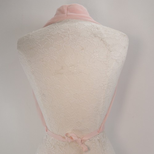 Sheer Halter Top Women OS Pink Pleated Chiffon Faux Wrap Tie Back Lingerie Under - Picture 5 of 12