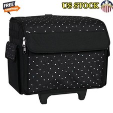 Rolling Sewing Machine Case Portable Tote 7 Storage Compartment Wheels New