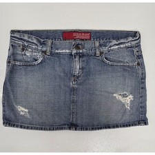 Guess Jeans Denim Skirt Vintage 90s Y2K Distressed Ripped Size 30