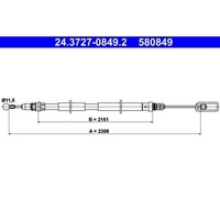 1X Seilzug, Feststellbremse ATE 24.3727-0849.2 Passend FüR CitroËN Peugeot