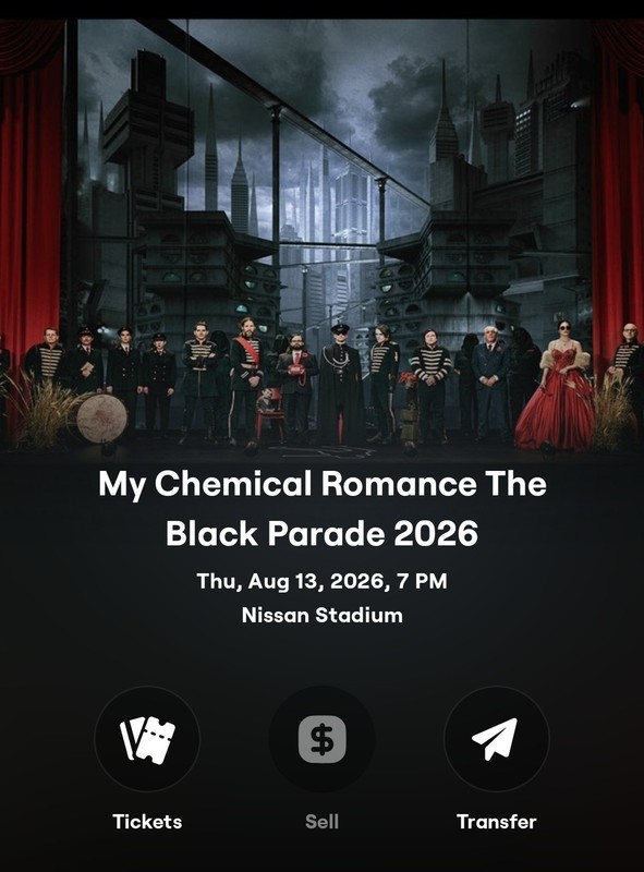 2026 MCR NASHVILLE NISSAN STADIUM CONCERT TICKETS - SECTION C WITH SEATING