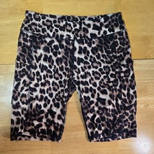 Leopard Print Athletic Shorts Side Pockets Women's Sz L NWOT