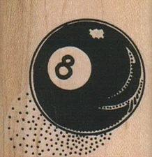 8-Ball 1 3/4 x 2" Mounted Rubber Stamp, Games Stamp, Pool Stamp