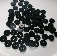 LOT OF 70 BLACK COLOR 7/16th INCH 2 HOLE BUTTONS, NEW