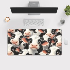 40 90cm 1pc Cute Cow Pattern Mouse Pad - Non-Slip Rubber Base, Soft Pink  Cow D