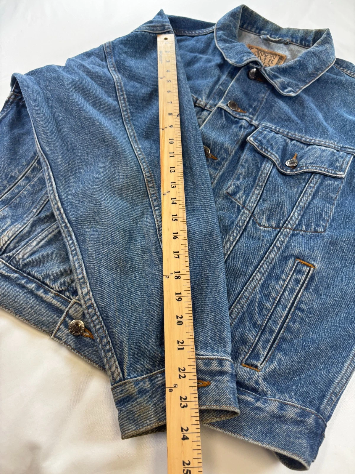 Vintage 90s Sears Canyon River Blues Denim Jacket Mens Sz Medium 100% Cotton image 16