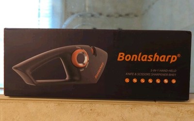 NEW Super Sharp Knife & Scissors Sharpener 5-n-1 Hand Held Bread Auto Bonlasharp