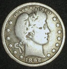 1892 barber quarter VG