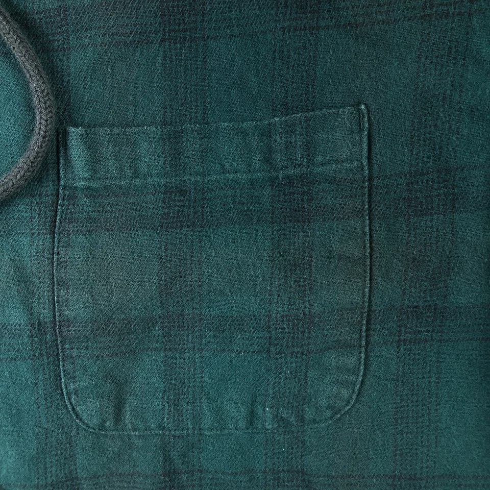 Oakley Mens Large Green Plaid Flannel Hoodie Hooded Button Up Shirt - Image 4 of 4