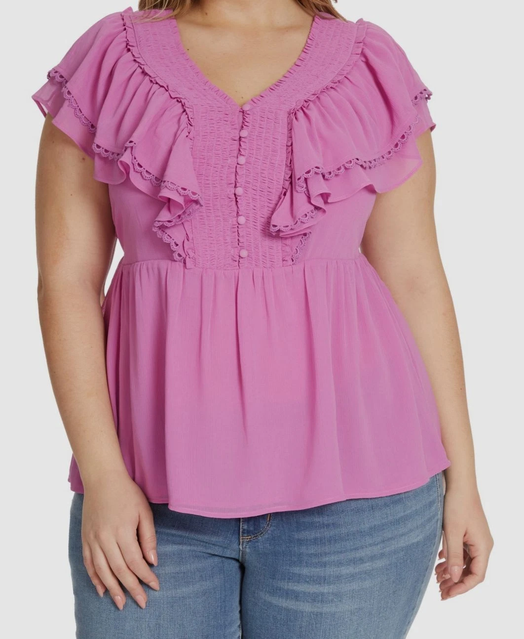 Jessica Simpson Women's Pink Floral Nori Peplum Smocked Top Shirt Plus Size 1X