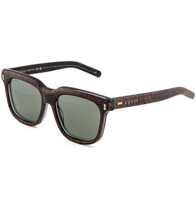 GUCCI 1523 Gg1523S Brown Wood Print Green Narrow Unisex Square