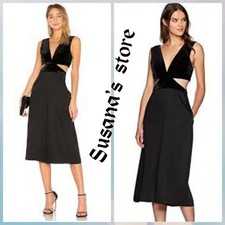 NWT BCBG MAXAZRIA SIZE XS Olya Velvet/Satin Cutout V-Neck Crop Wide Leg Jumpsuit