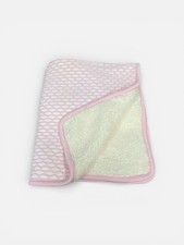 Pink White Knit Baby Blanket w/ Sherpa Back 29.5  x36  SL Home Fashions