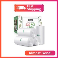 2 Gallon 220 Counts Strong Trash Bags Garbage Bags by Teivio, Bathroom Trash Can