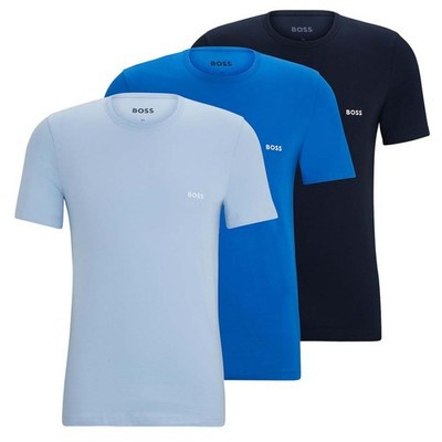 3er Pack BOSS Herren T-Shirts Rundhals Logostickerei Kurzarm Shirt Baumwolle NEU