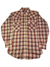 Vintage 70s Levi s Western Shirt USA Made Medium Plaid Pearl Snap Cowboy