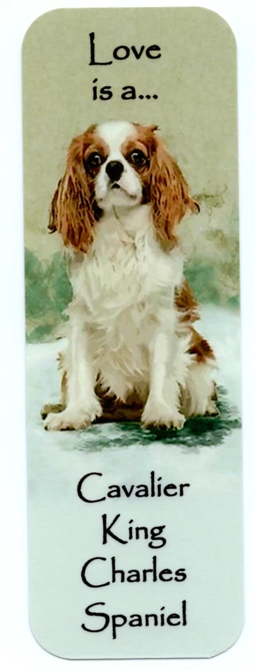 K9-KARDS CAVALIER KING CHARLES SPANIEL SITTING DOG BOOKMARK IMAGE BOTH SIDES GREAT GIFT
