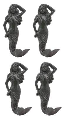 Ebros Gift 6''H Mermaid Cast Iron Rustic Wall Coat Hook For Keys Leashes Hats (4)