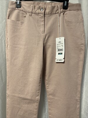Escada Sport Rose Water Sorbet Pink Silver Pinstripe Pants Size 38 / 8 NWT