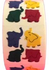 400 Elephant Stickers in roll of 100 modules (2 "x 2"), each sticker 1", RFZ1414