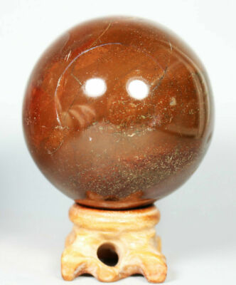 0.86lb Natural Ocean Jasper Agate Quartz Crystal Stone Sphere Ball Healing Stand