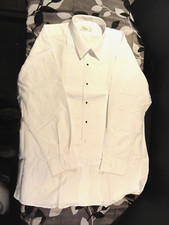 NEW WHITE FELINI TUXEDO DRESS SHIRT BLACK BUTTONS PROM WEDDING BALL XL 32-33 