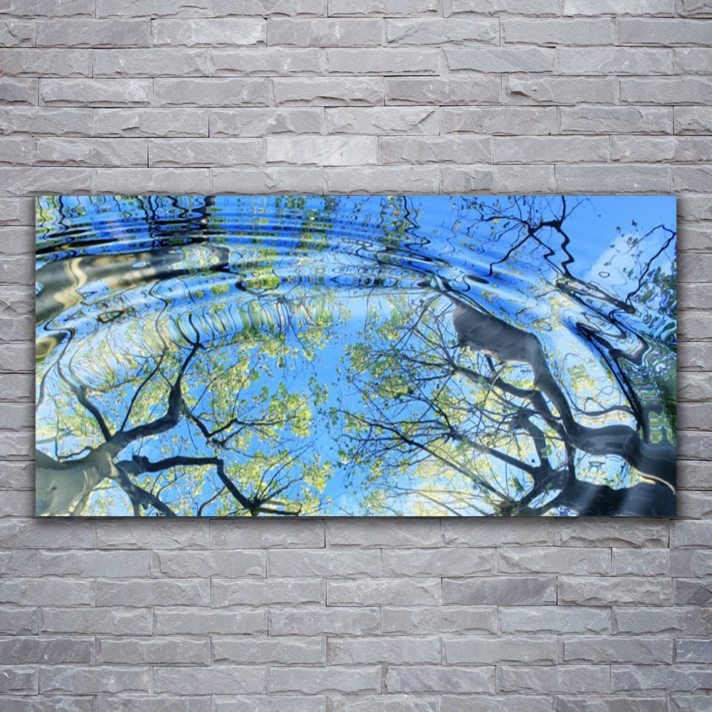 Tableau impression 120x60 d'art pour salon zen eau et arbres
