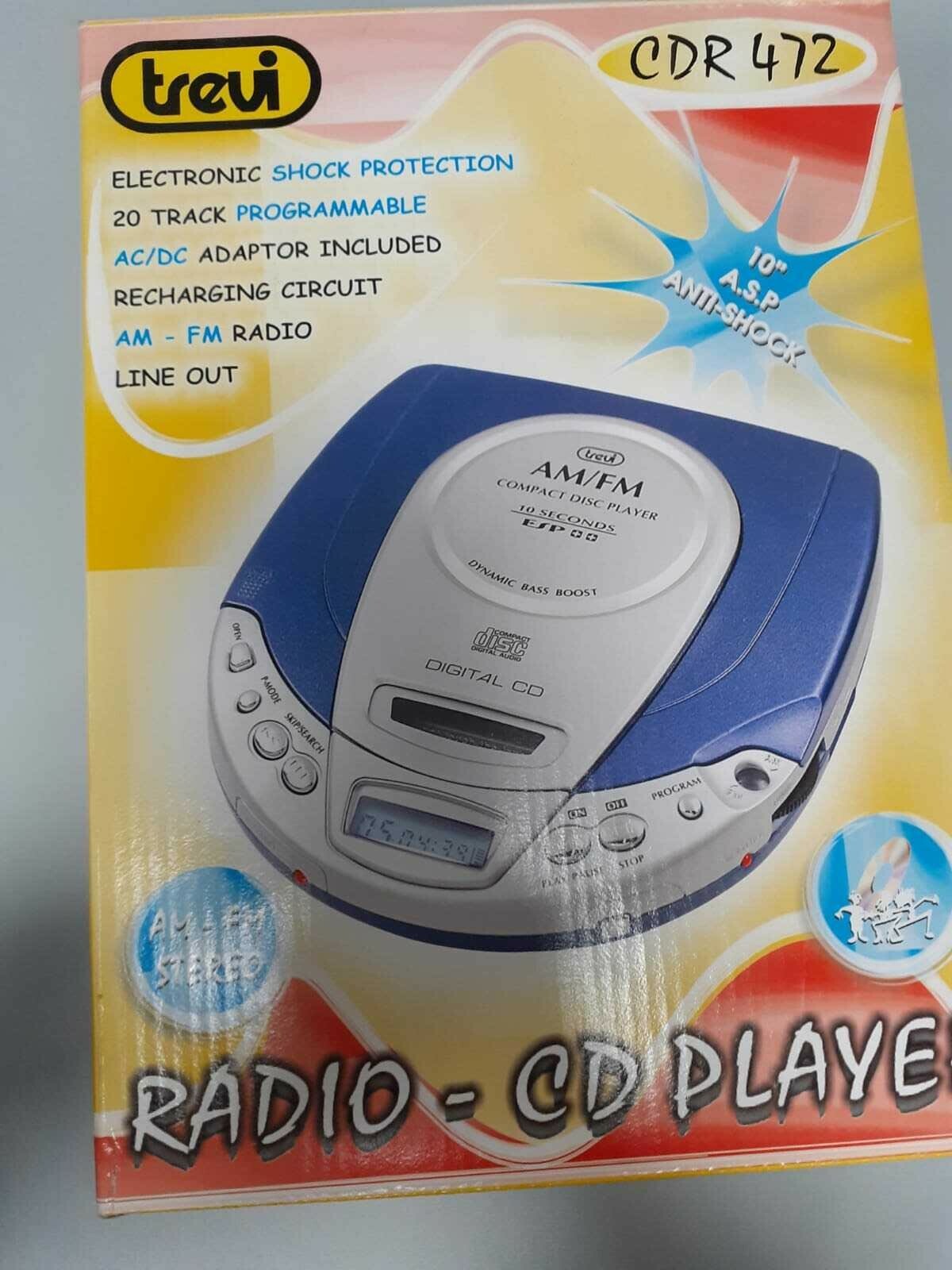Lettore CD Trevi CDR 472 Portatile con Cuffie | Radio e Anti-Salto ESP
