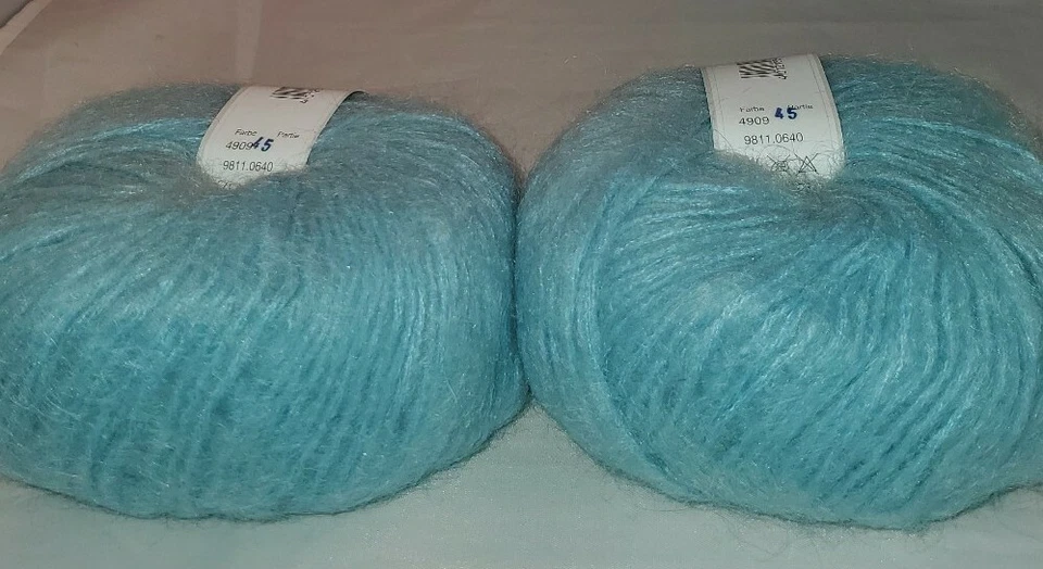 2 HILOS/BOLAS DE HILO DE CABELLO SUAVE GEDIFRA (DESCONTINUADO) - COLOR #4909 AZUL CLARO Foto 2 de 4