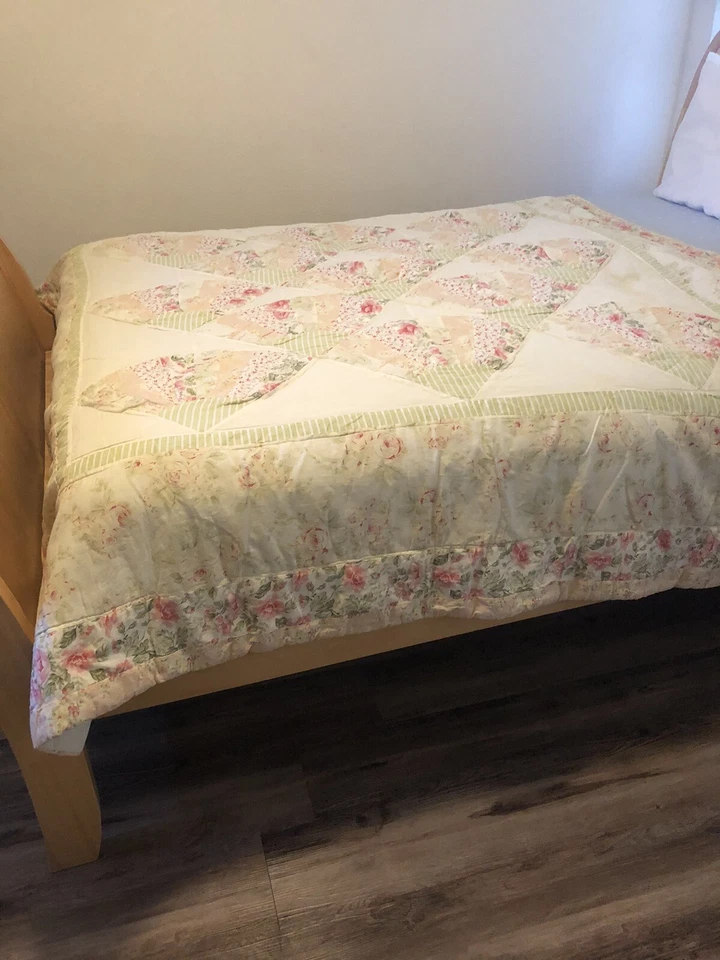 Edredón Floral Estilo Shabby Patrón Abanico Patchwork Algodón 73x84" Puntada Multicolor Foto 4 de 4