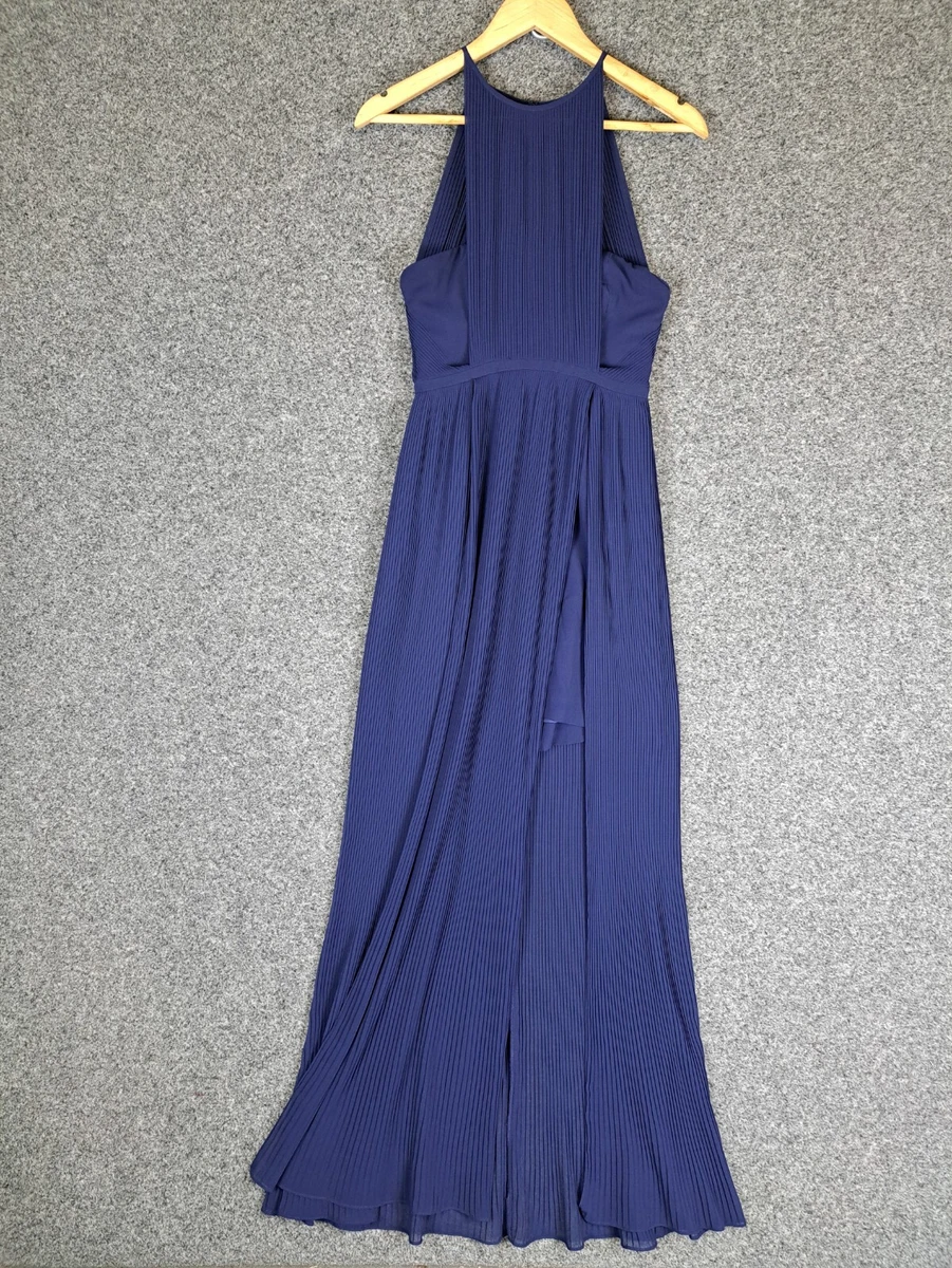 Forever New Womens Maxi Dress Size 8 Blue Pleated Sleeveless Lined