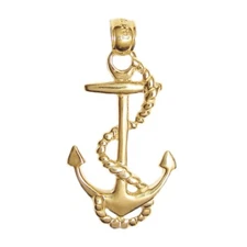 New 14k Yellow Gold Anchor Pendant