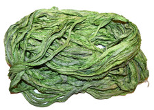100 g Recycled Sari Silk Ribbon Yarn Salat green