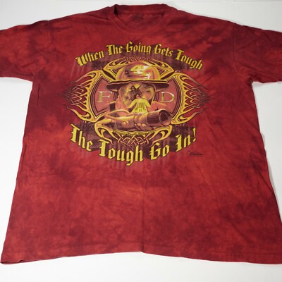 The Mountain Shirt Mens Extra Large Red Tie Dye Fire Fighters Tough Go In Honor