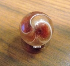 Vintage Marble German Transparent Banded Lutz Cranberry Size 0.75
