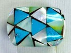 HSN Colleen Lopez  Sterling Silver Mother Of Pearl & Turquoise Inlay Ring Size 6 — photo 6