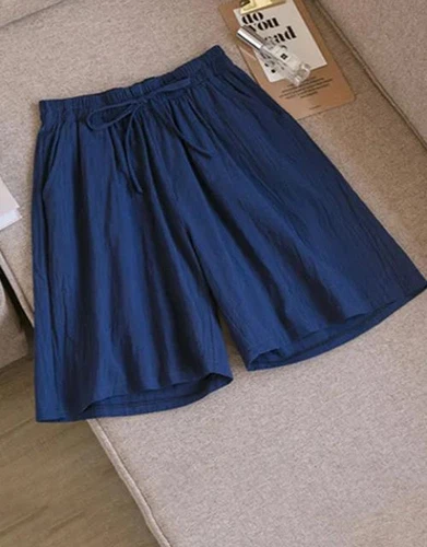 Bermudas informales de verano para mujer de algodón cintura elástica cordón hasta la rodilla - Imagen 23 de 36
