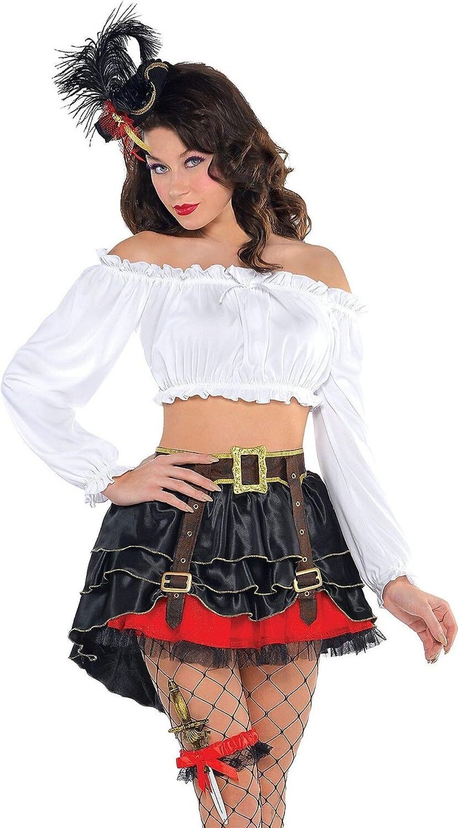 white off the shoulder pirate dress Pirate Off-the-Shoulder Top White Caribbean Fancy Dress Halloween Adult  Costume